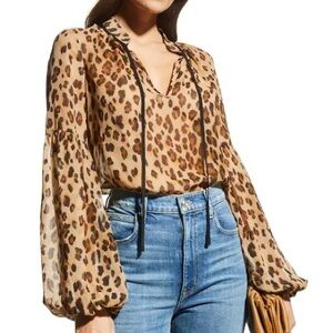 Veronica Beard Leopard Print Blouse